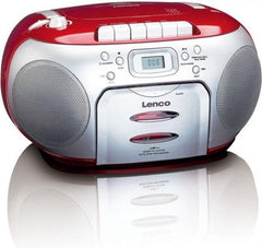 Lenco SCD-420RD - Draagbare radio CD speler met MP3 optie en koptelefoon - Rood •