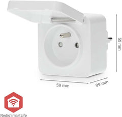 Nedis SmartLife Slimme Stekker – Tijdschakelaar – IP44 – Energiemeter – Voor binnen & buiten – Stopcontact – Wit – 1 Stuks