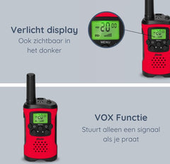 Alecto FR115RD - Walkie Talkie voor kinderen en volwassenen - Set van 2 stuks - Bereik tot 5 km - Rood