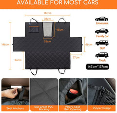 Hondendeken auto achterbank - hondenmat - 147x137 cm - Zwart - Nobleza •