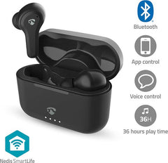 Nedis Draadloze Oordopjes – Bluetooth – 36 u – Touch Control – Oplaadcase – Zwart •