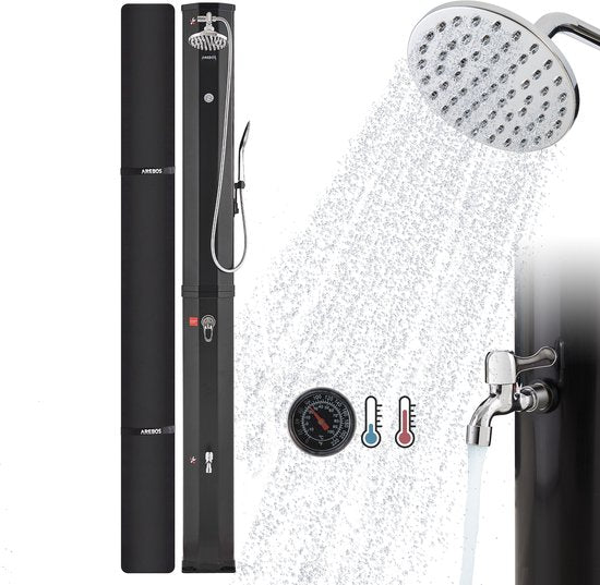 Buitendouche - Tuindouche - Zonneenergie - 60L - Zwart - AREBOS