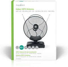 Nedis Binnenantenne - Actief - FM / UHF / VHF - Ontvangstbereik: 0-25 km - LTE700 - Versterking: 36 dB - Versterkingsregelaar - ABS - Zwart •