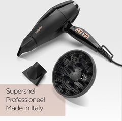 BaByliss Power Pro 2300 6716DE Föhn - Föhn met diffuser en 2 extra blaasmonden - 122 km/u - Coolshot •
