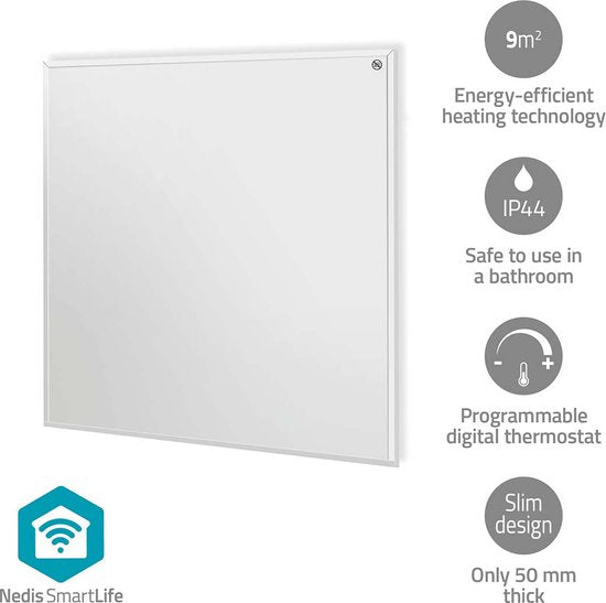 Nedis SmartLife Infrarood Verwarming 350 W – Slimme Kachel - Thermostaat – Geschikt voor Badkamer - Afstandsbediening & App