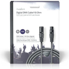 Nedis DMX-Adapterkabel - XLR 3-Pins Male - XLR 3-Pins Female - Vernikkeld - 15.0 m - Rond - PVC - Donkergrijs