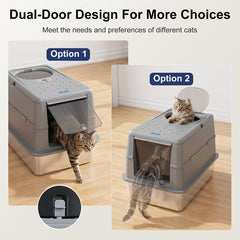 Nobleza Premium Kattenbak RVS - XXL - Incl. Kattenbakschep - Voor Grote & Kleine Katten - 60x40x43cm - Grijs