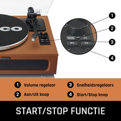 Platenspeler - Bluetooth - Met speakers - Bruin - Lenco - LS-430BN •