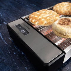 Gastronoma 18140003 - Platte broodrooster met groot toastoppervlak, digitale timer en 6 bruiningsniveaus - Grijs