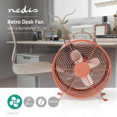 Nedis Tafelventilator - Netvoeding - Diameter: 250 mm - 20 W - 2-Snelheden - Oud Roze