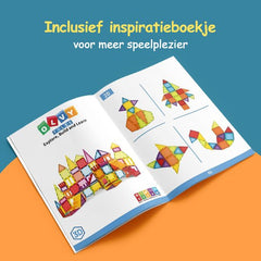Magnetic Tiles - Speelgoed - Magnetische Tegels - Educatief & Constructie - Montessori - 74 Stuks - Bouwstenen - Blokken - Voor 3, 4, 5, 6, 7, 8, 9 Jaar - Bouw je Magna Wereld - Kinderen - Olvy