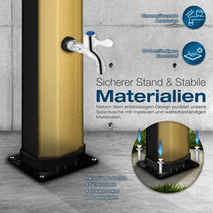 tillvex zonnedouche 35 liter inclusief Beschermhoes | Tuindouche voor de tuin warm water | Zwembad-douche camping | zonder stroomaansluiting | met kraan en regendouchekop | Tuinslangaansluiting