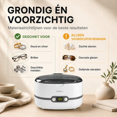 Nedis Ultrasone Juwelenreiniger - Netvoeding - 230 V AC 50 Hz - 0.6 l - Wit •