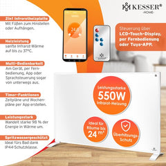 KESSER® Infrarotheizung 2in1 - Wandmontage of Vrijstaand met App & Thermostaat - 550W