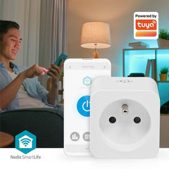 Nedis SmartLife Slimme Stekker - Wi-Fi - IP21 - Energiemeter - 3680 W - France / Type-E (CEE 7/6) - 0 - 55 °C - Android / IOS - Wit - 1 Stuks