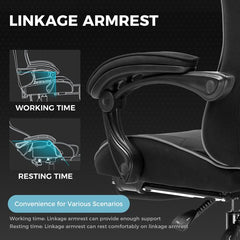 GTPLAYER Gamingstoel 135° verstelbaar, ergonomisch, met uitschuifbare voetsteun - Zwart stof