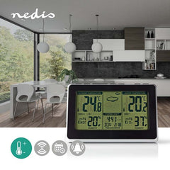 Nedis Weerstation - Binnen & Buiten - Inclusief draadloze weersensor - Weersvoorspelling - Tijdweergave - LCD - Wekkerfunctie