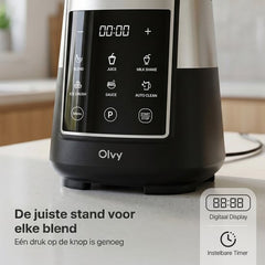 Olvy Kitchen Blender - Smoothie Maker - 1,5L Glazen Kan met To-Go Beker - IJscrusher & Zelfreinigend - BPA- en PFAS-vrij - Glas - Vaatwasserbestendig