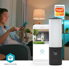 Nedis SmartLife Camera voor Buiten - Omgevingslicht - Full HD 1080p - IP65 - Cloud Opslag (optioneel) / microSD (niet inbegrepen) / Onvif - 100 - 240 V AC - Bewegingssensor - Nachtzicht - Zwart •