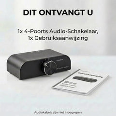 Nedis Analoge Audio-Switch - 4-Poorts poort(en) - Ingangen audio / video / data: 1x 3.5 mm Audio Input / 3x (2x RCA Female) - Uitgangen audio / video / data: 1x (2x RCA Female) - Manueel - Metaal