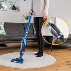 TZS First Austria Draadloze Steelstofzuiger 2-in-1 - Stofzuiger Zonder Zak - Kruimelzuiger - HEPA Filter - 120W - Blauw