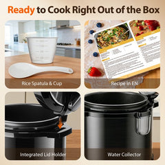 Aigostar Derrick Black - Pressure Multicooker - 6 Liter - Snelkookpan - Slow Cooker - Rijstkoker - Stomer - Zwart