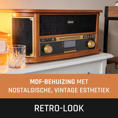 Classic Phono Retro Platenspeler - Bluetooth - Auto-stop - DAB Radio CD en Cassettespeler - TCD-2571WD - Hout