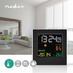 Nedis Weerstation - Binnen & Buiten - Inclusief draadloze weersensor - Weersvoorspelling - Tijdweergave - LED - Wekkerfunctie