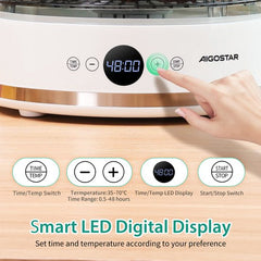 Aigostar Voedseldroger - Droogoven Elektrisch 380W - 5 Laags - 35°C tot 75°C - LCD Display - BPA-vrij - Timer - Dehydrator - Wit