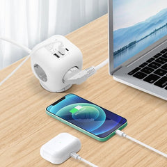 Aigostar Stekkerdoos met Schakelaar - 3 Stopcontacten & 3 USB - Overbelastingsbeveiliging - 1.5 Meter Verlengsnoer - Wit