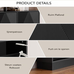 Schoenenkast - Schoenenrek - 100x24x91 cm - Zwart - UEV