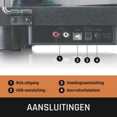 Platenspeler - Ingebouwde Speakers - Auto-stop - USB encoding - LED-verlichting- LS-50LEDBK - Zwart - Lenco