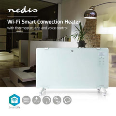 Nedis SmartLife Convectorkachel - Geschikt voor badkamer - Glazen Paneel - 2000 W - 2 Warmte Standen - LED - 15 - 35 °C - Instelbare thermostaat - Wit