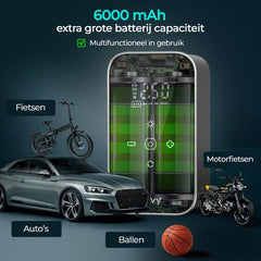 Compressor Bandenpomp - Elektrische Bandenpomp - Draagbare Luchtcompressor - 6000 mAh - Elektrische Fietspomp - Fiets/Auto/Motor/Bal/Luchtbed - Olvy
