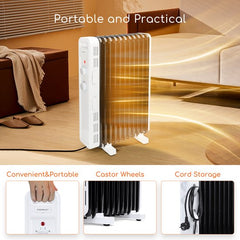 Olieradiator - 2300W Heater - Elektrische kachel - met Thermostaat - Wit - Aigostar