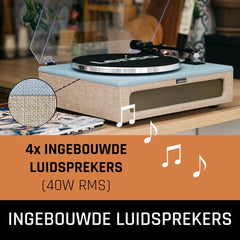 Lenco Platenspeler met Bluetooth - Vier ingebouwde Speakers 40W RMS - LS-440BUBG - Blauw Grijs