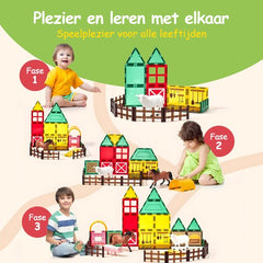 Magnetic Tiles - Speelgoed - 80 Stuks - Boerderij - Magnetische Tegels - Educatief & Constructie - Montessori - Bouwstenen - Blokken - Magna Wereld - Kinderen - Voor 3, 4, 5, 6, 7, 8 Jaar - Olvy •