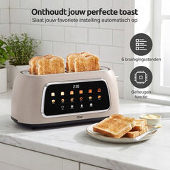 Olvy Broodrooster XL - Lange Sleuven - Timerfunctie - LCD Display - Kruimellade - Toaster - 1500W - Ontdooien & Opwarmen - Beige