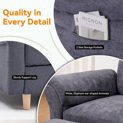 COMHOMA - Relaxstoel met Ligfunctie - Chenille met Hocker en 4-stand Rug - Grijs