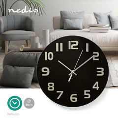 Nedis Wandklok - Diameter: 300 mm - Glas - Zwart