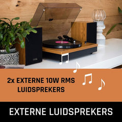 Platenspeler met Bluetooth - Twee externe Speakers - Auto-stop - LS-310WD - Hout - Lenco