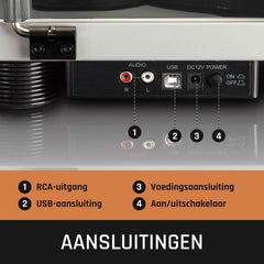 Lenco Platenspeler - Ingebouwde Speakers - Auto-stop - USB encoding - LS-50GY - Grijs •