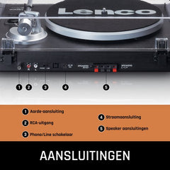 Lenco Platenspeler met Bluetooth - Twee externe Speakers - Ingebouwde Versterker - LS-500BK - Zwart