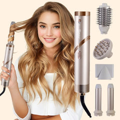 Hatteker Multistyler 5-in-1 - Haardroger, Föhnborstel & Krultang - Complete Styling Set voor Krullen en Steil Haar - 110.000 RPM, Opvouwbare, Ionentechnologie