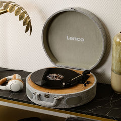 Lenco Retro Platenspeler - Koffer Platenspeler met ingebouwde Speakers - Bluetooth en AT3600L cartridge - LS-66GY - Grijs •