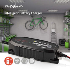 Nedis Loodzuuracculader - 6 / 12 / 12.8 V DC - 3.8 A - Druppelladen - Euro / Type-C (CEE 7/16) - Accuklemmen - Batterijtype: AGM / Gel / Loodzwavel / SLA / VRLA - Zwart