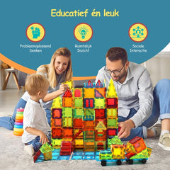 Magnetic Tiles - Speelgoed - Magnetische Tegels - Educatief & Constructie - Montessori - 74 Stuks - Bouwstenen - Blokken - Voor 3, 4, 5, 6, 7, 8, 9 Jaar - Bouw je Magna Wereld - Kinderen - Olvy