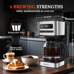 Koffiezetapparaat - filterkoffie - Glazen pot - RVS - 1,8L - Taylor Swoden