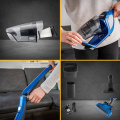 TZS First Austria Draadloze Steelstofzuiger 2-in-1 - Stofzuiger Zonder Zak - Kruimelzuiger - HEPA Filter - 120W - Blauw
