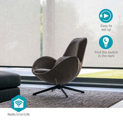 Nedis SmartLife Wandschakelaar - Gordijn / Sluiter / Zonnescherm - Muurmontage - 300 W - Android / IOS - Glas - Wit •
